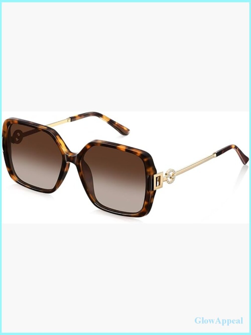 Retro Square Oversized Sunglasses UV Protection Metal Temple